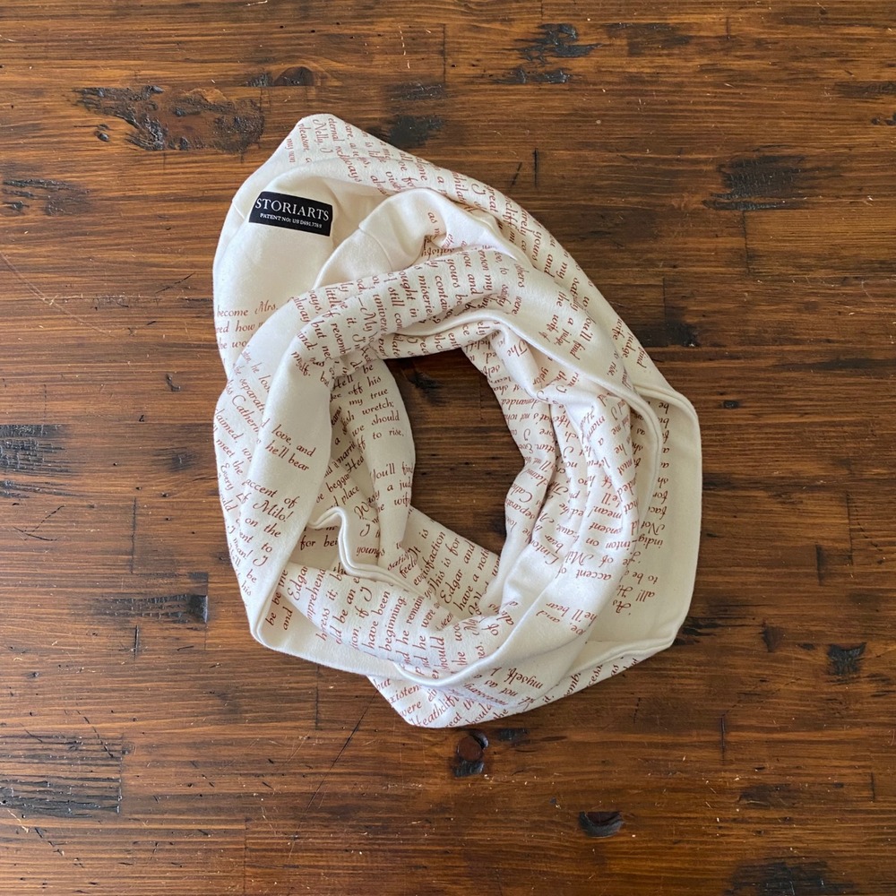 Storiarts Wuthering Heights Infinity Scarf Cream Brown Literary Book Scarf